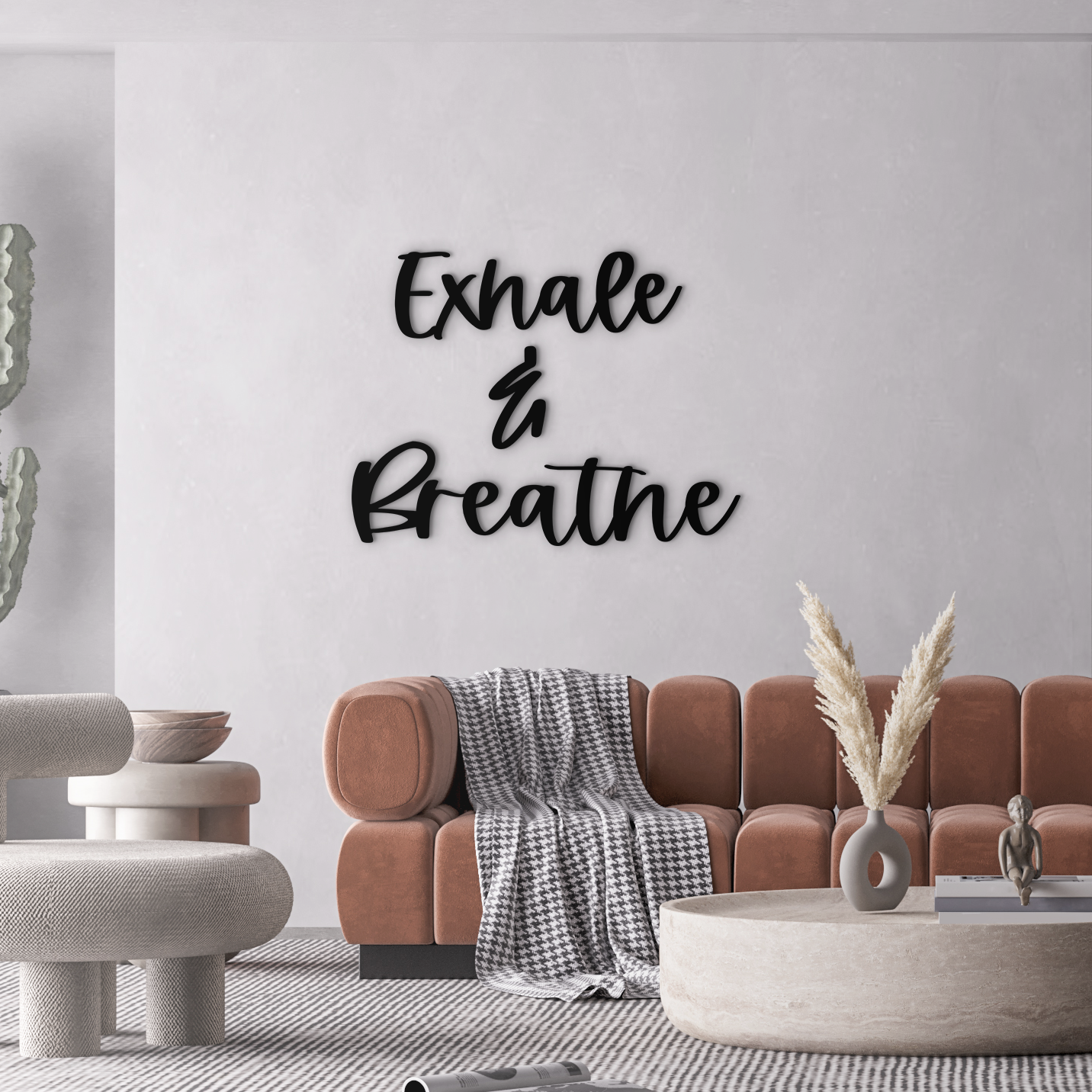 Exhale & Breathe Wall Art - Slate & Rose