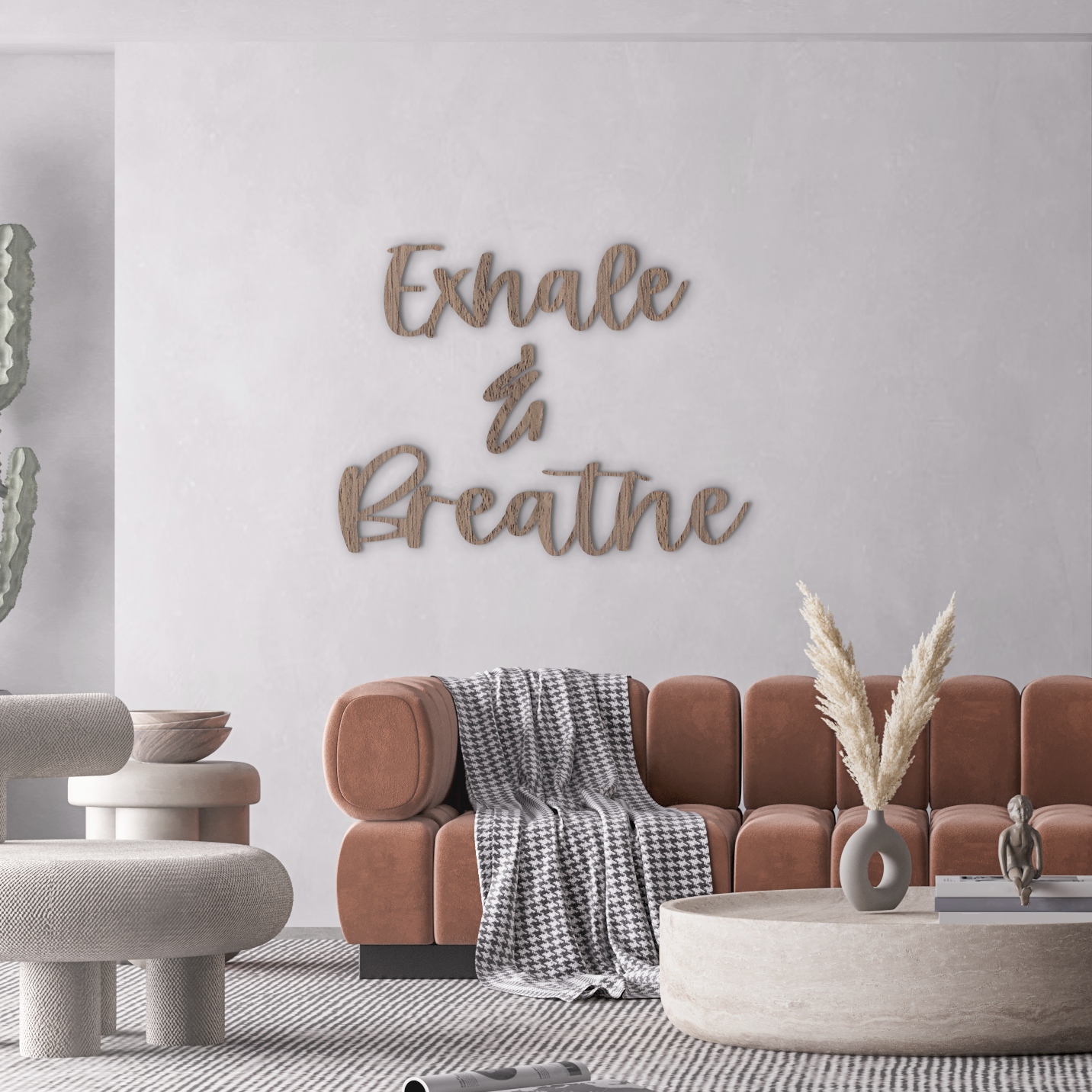Exhale & Breathe Wall Art - Slate & Rose