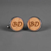 Personalised Wooden Cufflinks with Initals Engraved - Slate & Rose