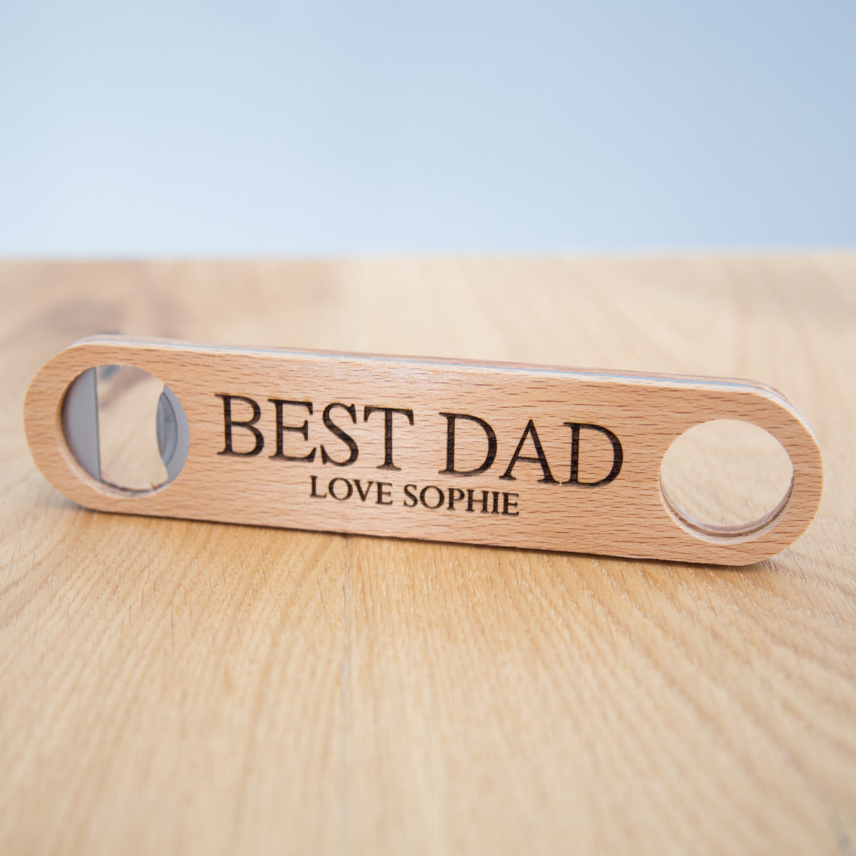 Personalised Long Wooden Bar Bottle Opener - Best Dad - Slate & Rose