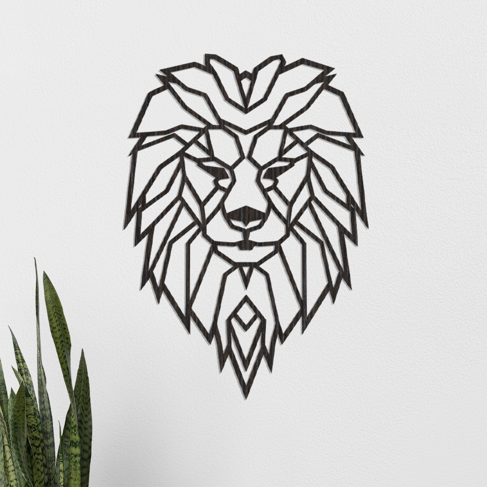 Geometric Lion Head Wall Decor - Slate & Rose