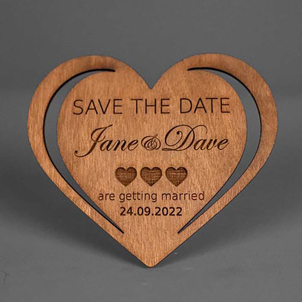 Magnetic Wooden Save the Date Hearts – Slate & Rose