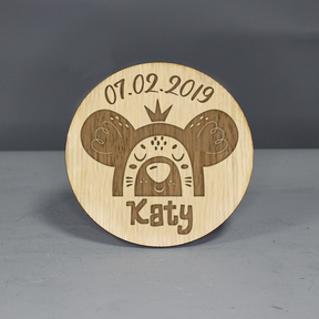 Personalised Mouse Plaque - Date Of Birth & Name - Slate & Rose