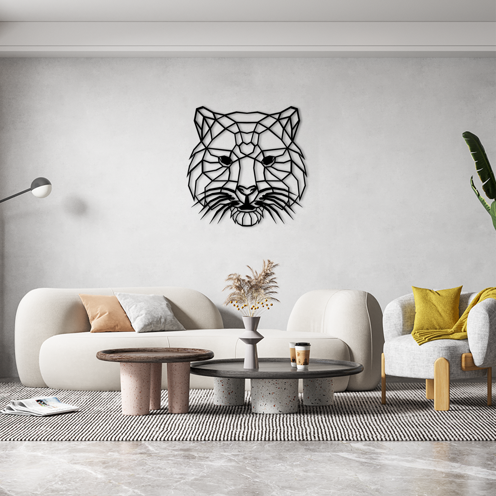 Geometric Tiger Head Wall Art - Slate & Rose
