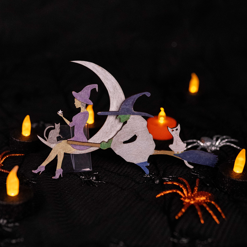 Halloween Witch Decorations - 2 Piece Set For Crafts - Slate & Rose