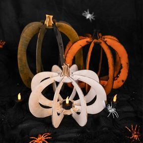 3D Halloween Pumpkin Wooden Electric Tealight Holder Kit - Set of 3 - Slate & Rose