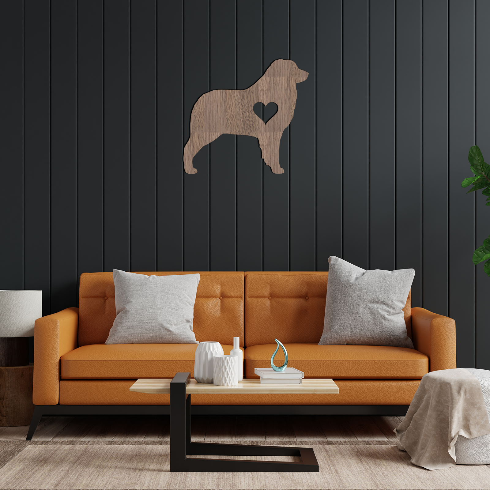 Dog Wall Art - Australian Shepherd - Slate & Rose