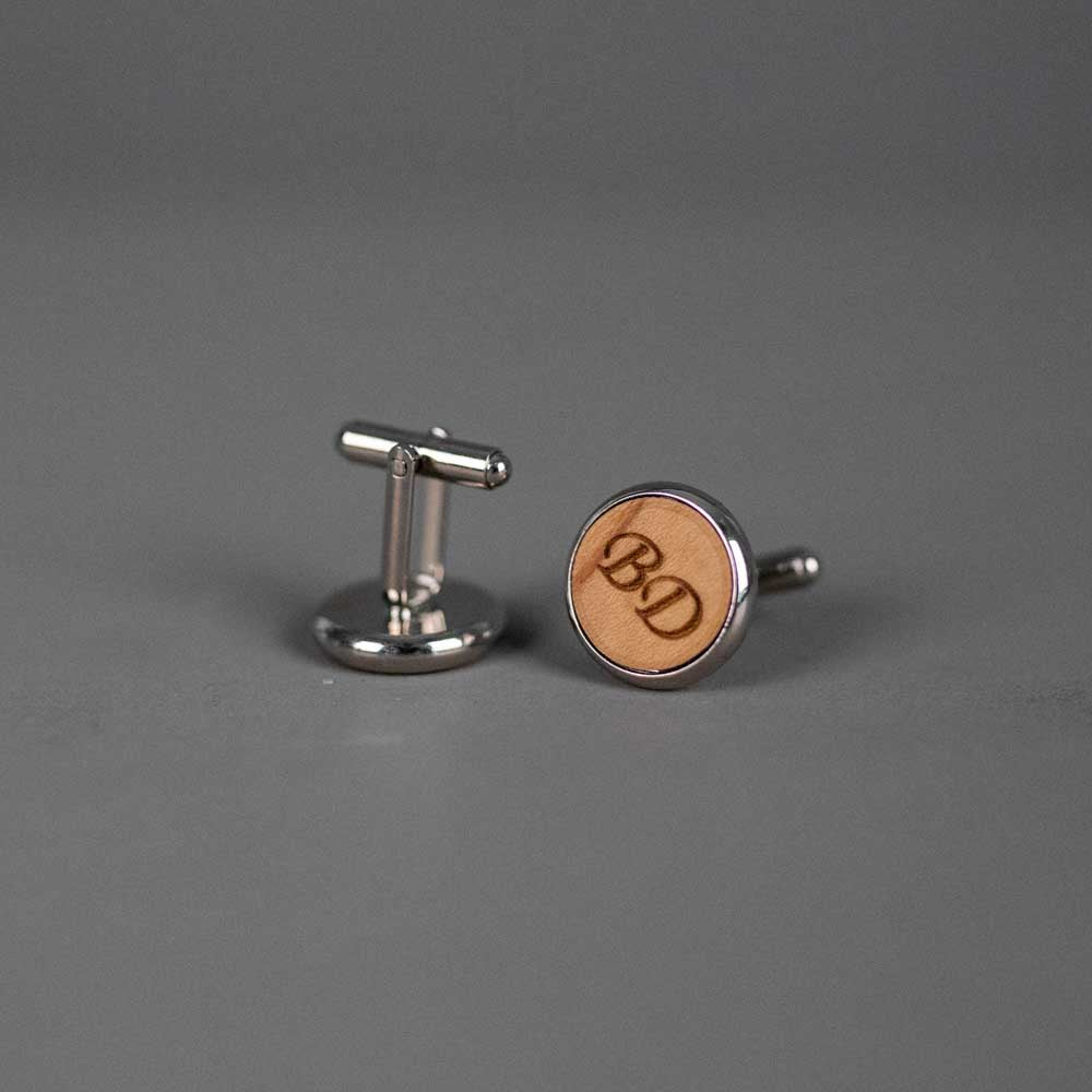 Personalised Wooden Cufflinks with Initals Engraved - Slate & Rose