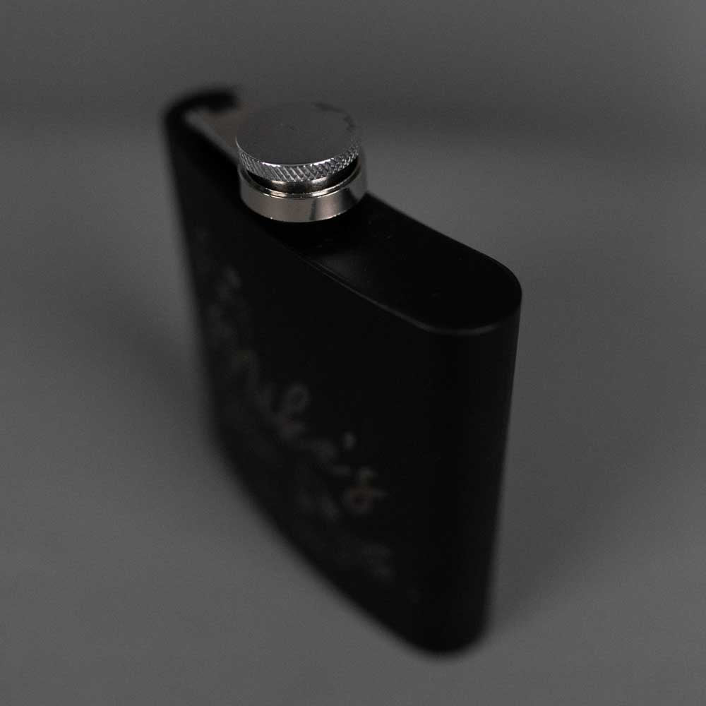 Personalised Engraved Name Black 6oz Hip Flask - Slate & Rose