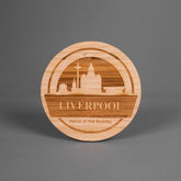 Wooden Coaster Engraved Liverpool Design 100mm - Slate & Rose