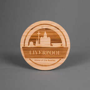 Wooden Coaster Engraved Liverpool Design 100mm - Slate & Rose