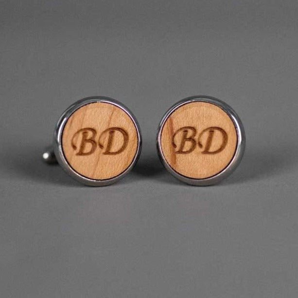 Personalised Wooden Cufflinks with Initals Engraved - Slate & Rose