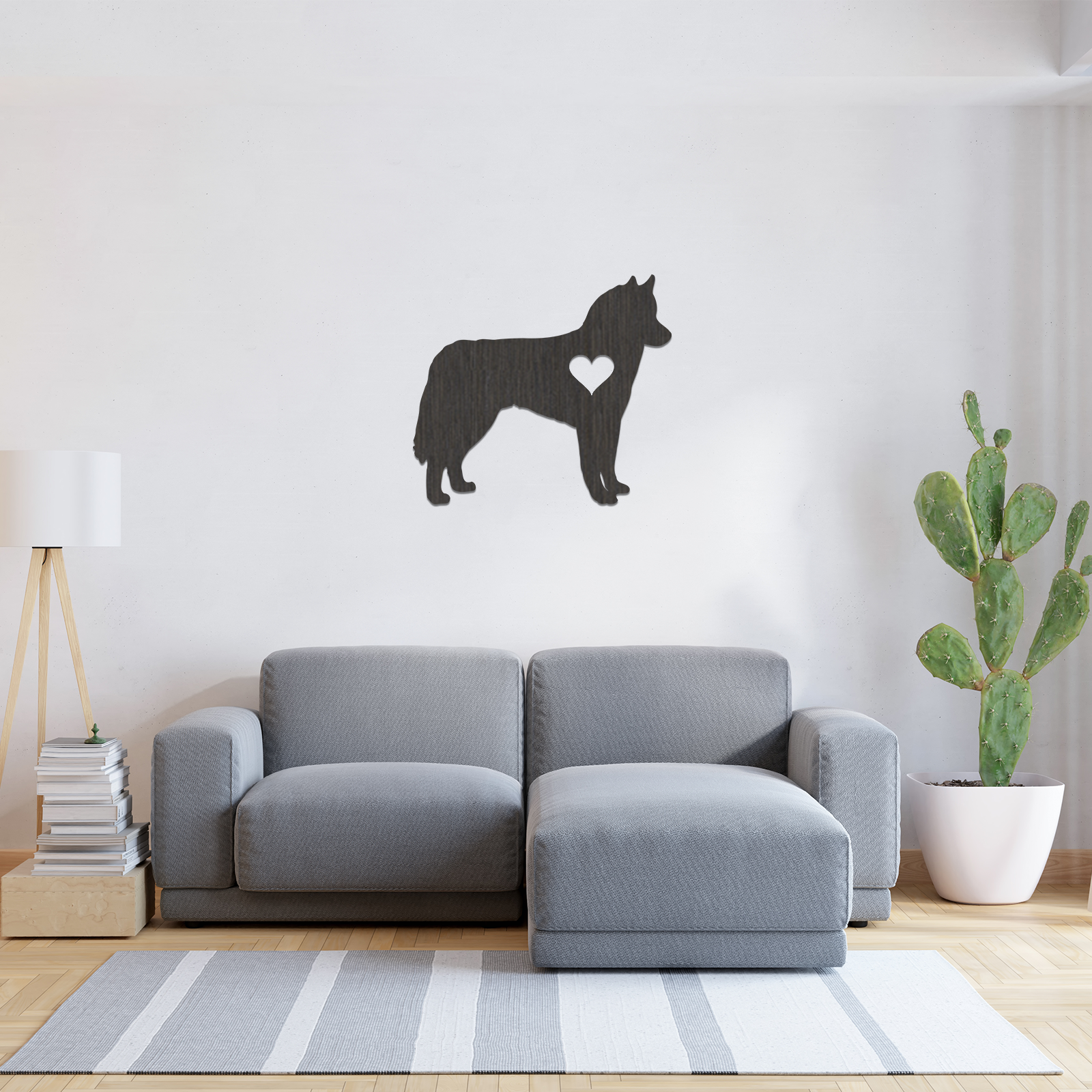 Dog Wall Art - Husky - Slate & Rose