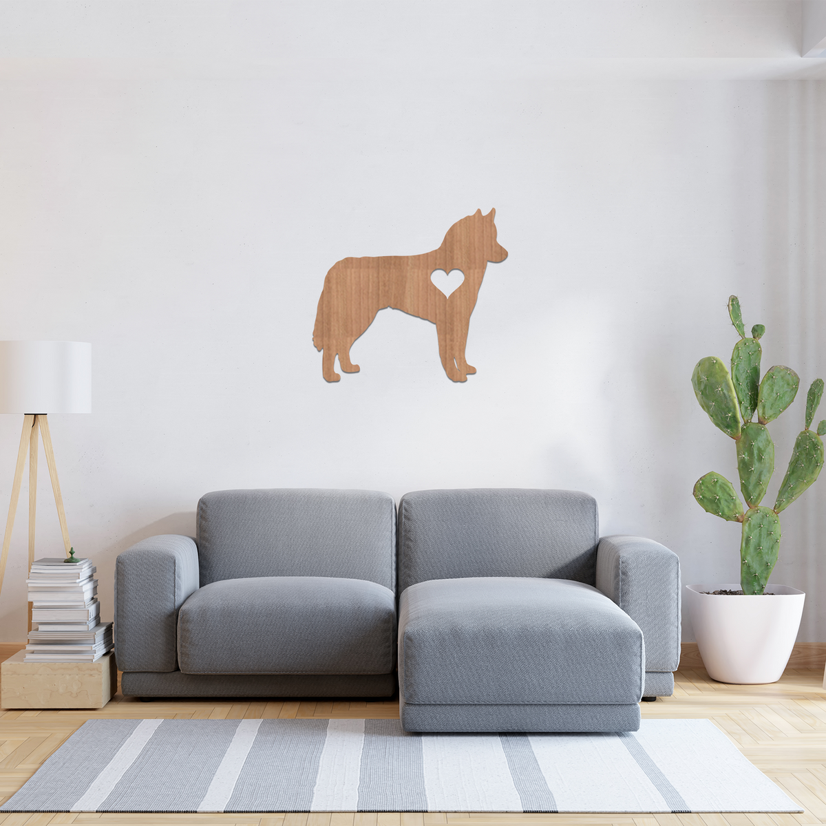 Dog Wall Art - Husky - Slate & Rose