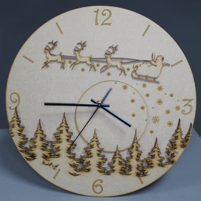 Christmas Clock Santa Moon and Forest - Slate & Rose