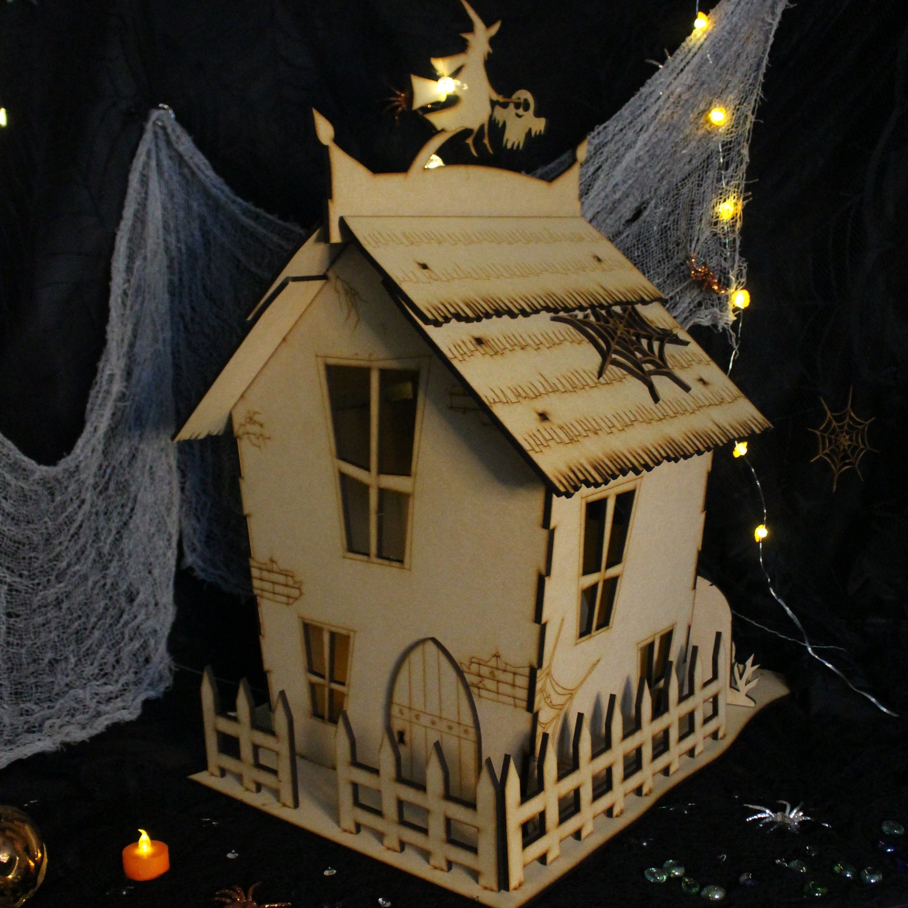 Large Halloween Haunted House Engraved DIY Craft Kit - Slate & Rose