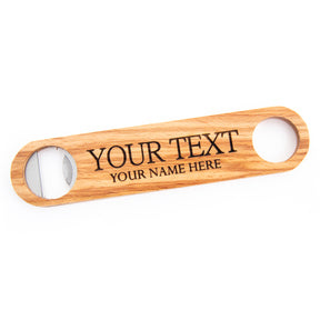 Personalised Long Wooden Bar Bottle Opener - Custom Text - Slate & Rose