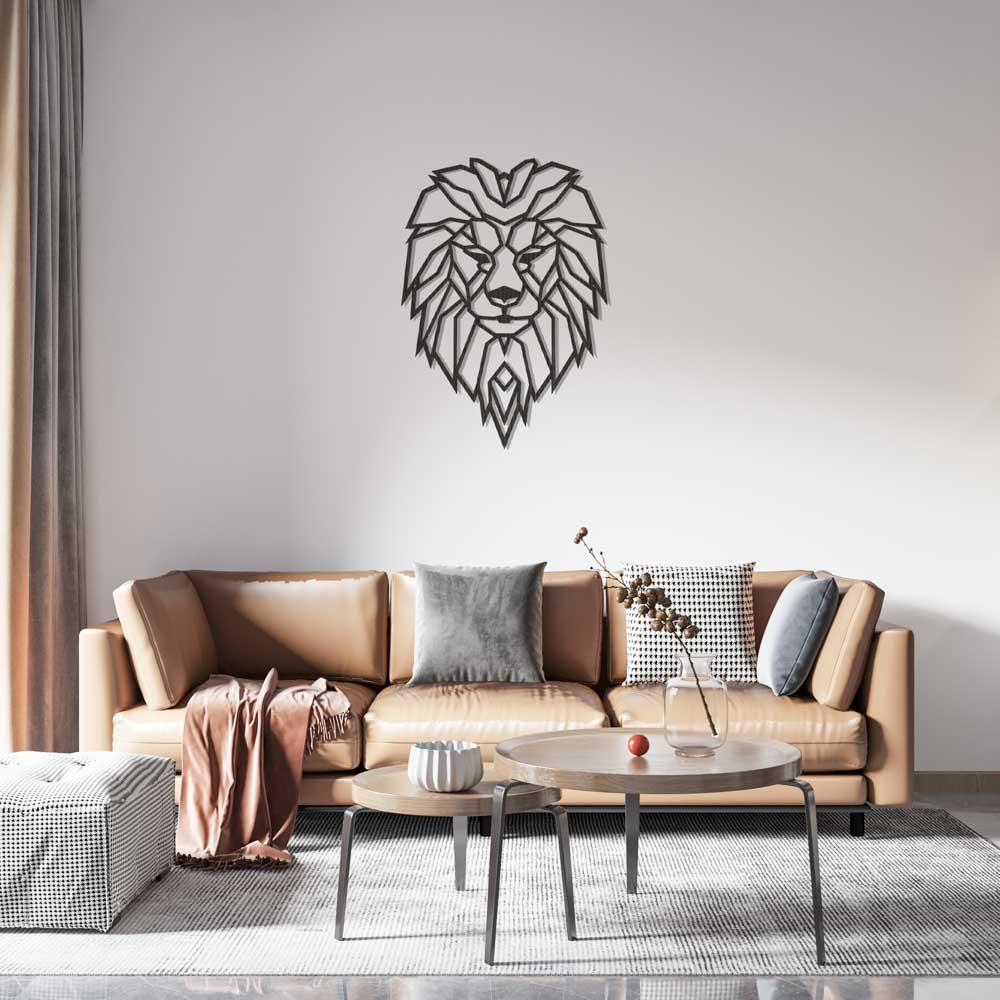 Geometric Lion Head Wall Decor - Slate & Rose