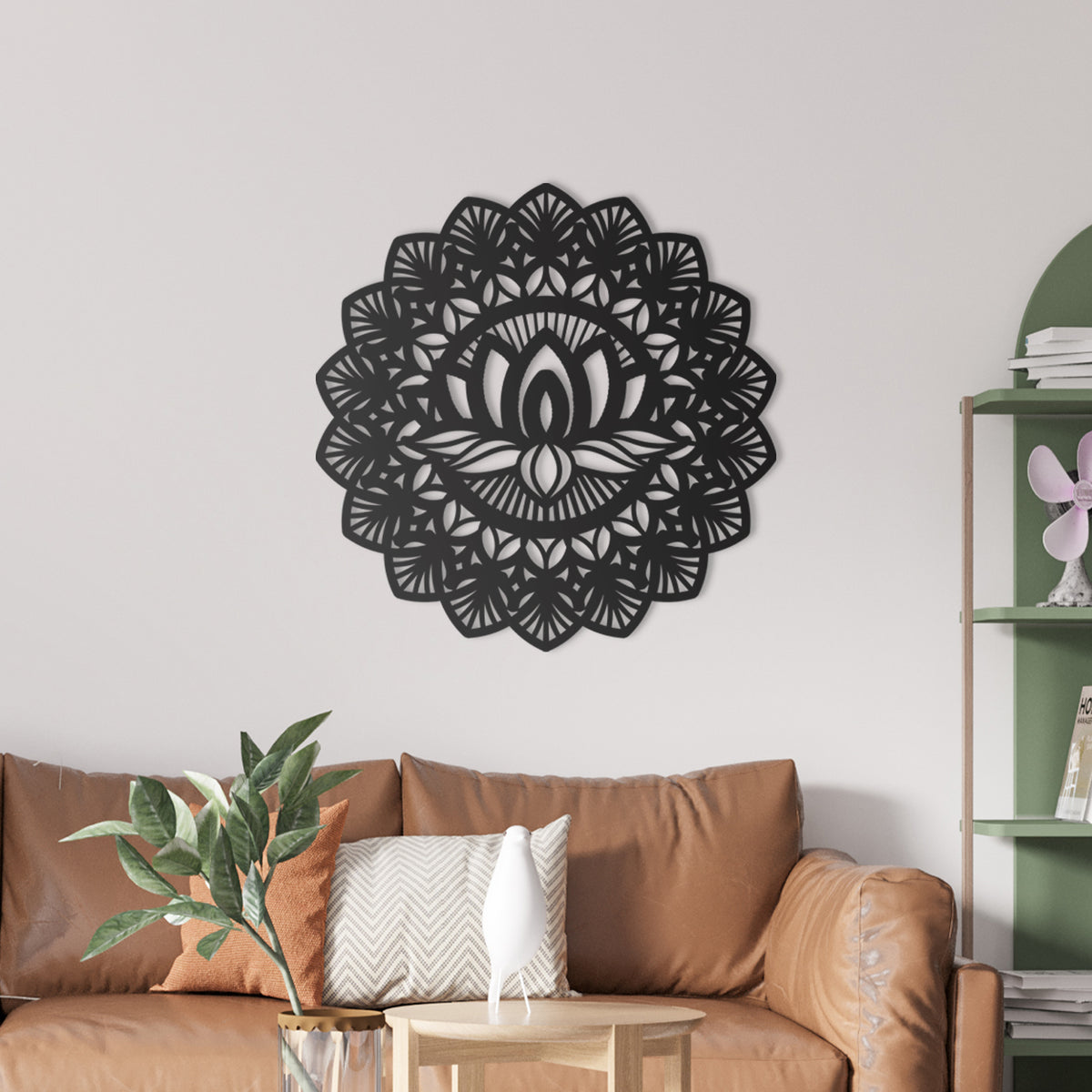 Lotus Mandala Wall Art - Slate & Rose