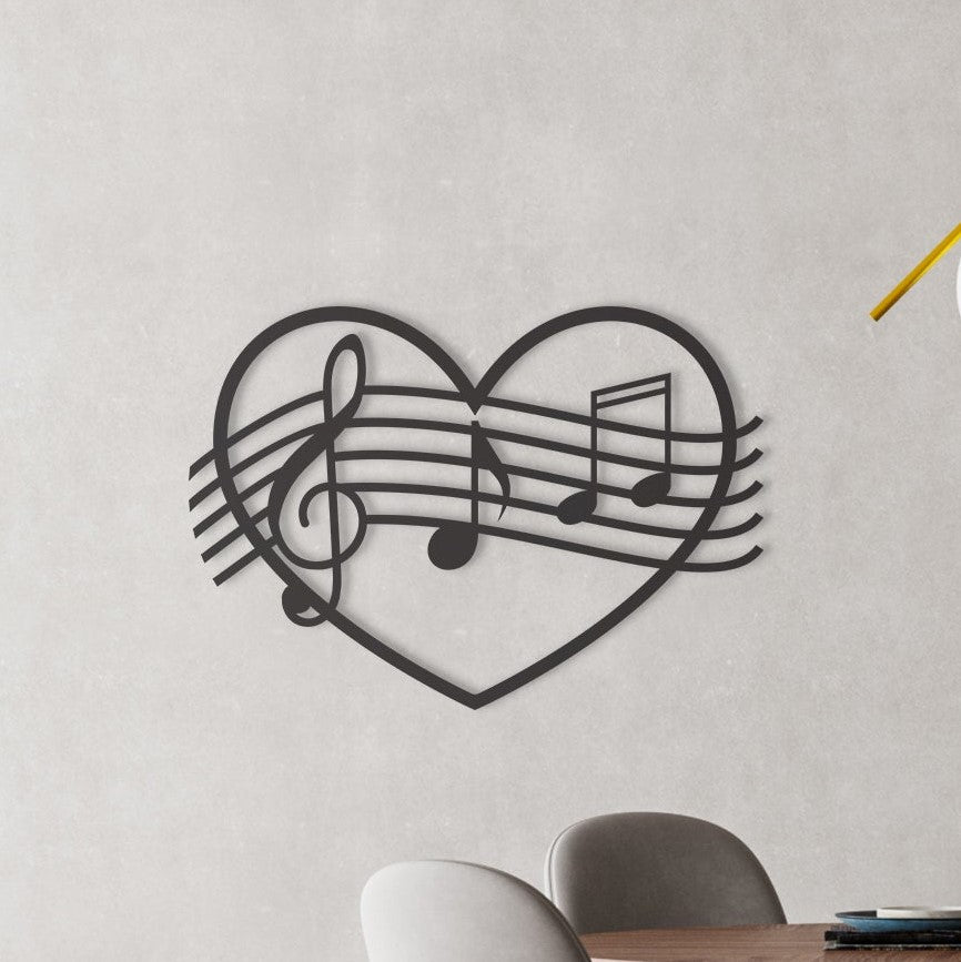 Music Note Heart Wall Art - Slate & Rose