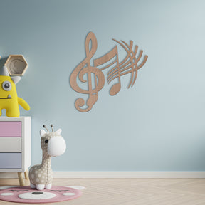 Music Note Wall Art - Treble Clef & Quaver Note - Slate & Rose