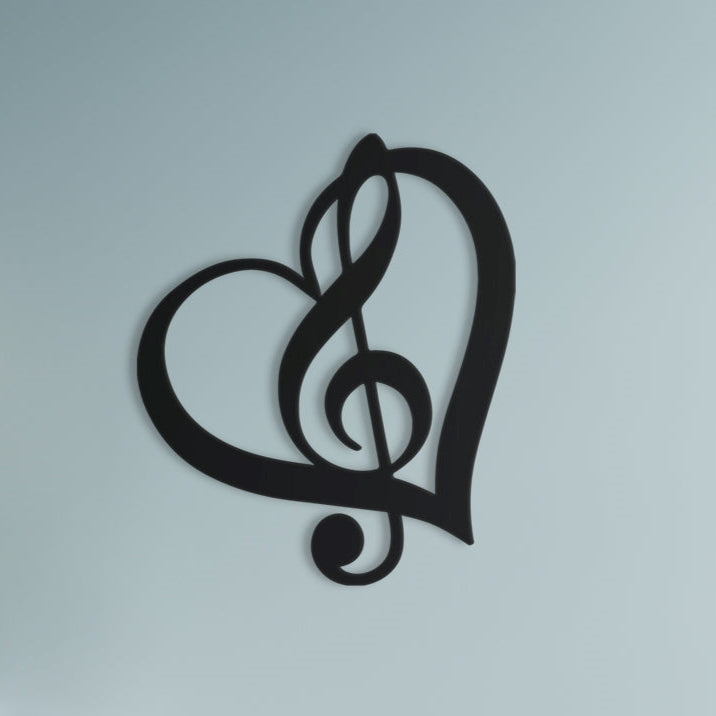 Treble Clef Within A Heart Wall Art - Slate & Rose