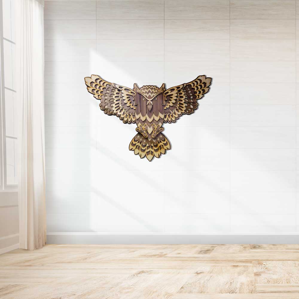3D Wooden Owl Wall Art - Slate & Rose