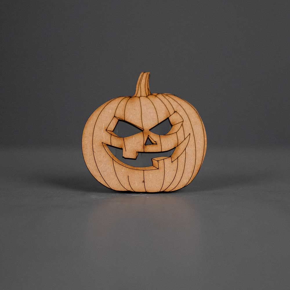 Hallowen Wooden Engraved Pumpkin Decorations Medium - 6 Pack - Slate & Rose