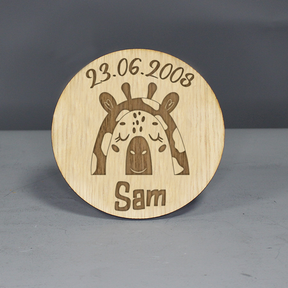 Personalised Giraffe Plaque - Date Of Birth & Name - Slate & Rose
