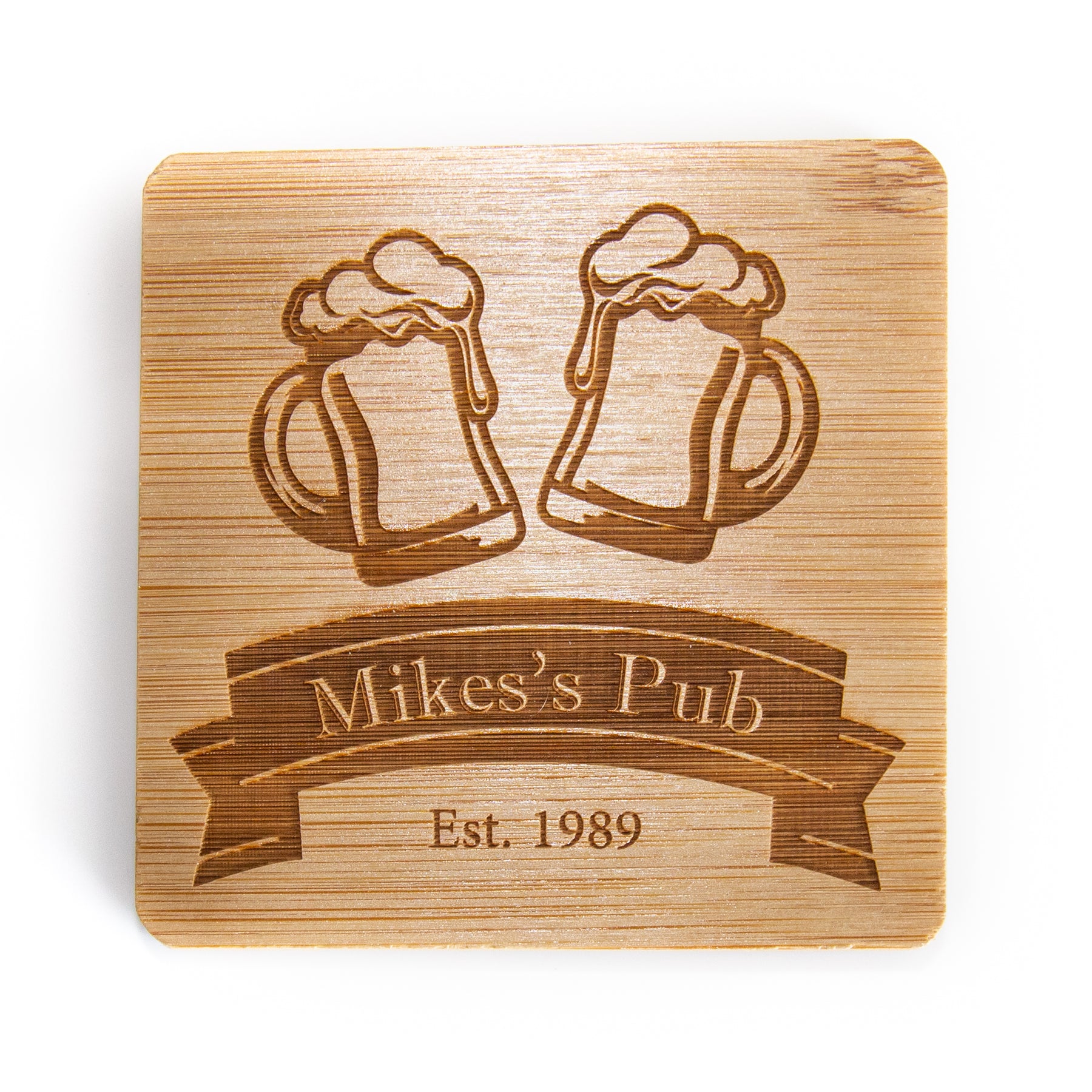 Personalised Engraved Square Wooden Pub Coaster - Slate & Rose