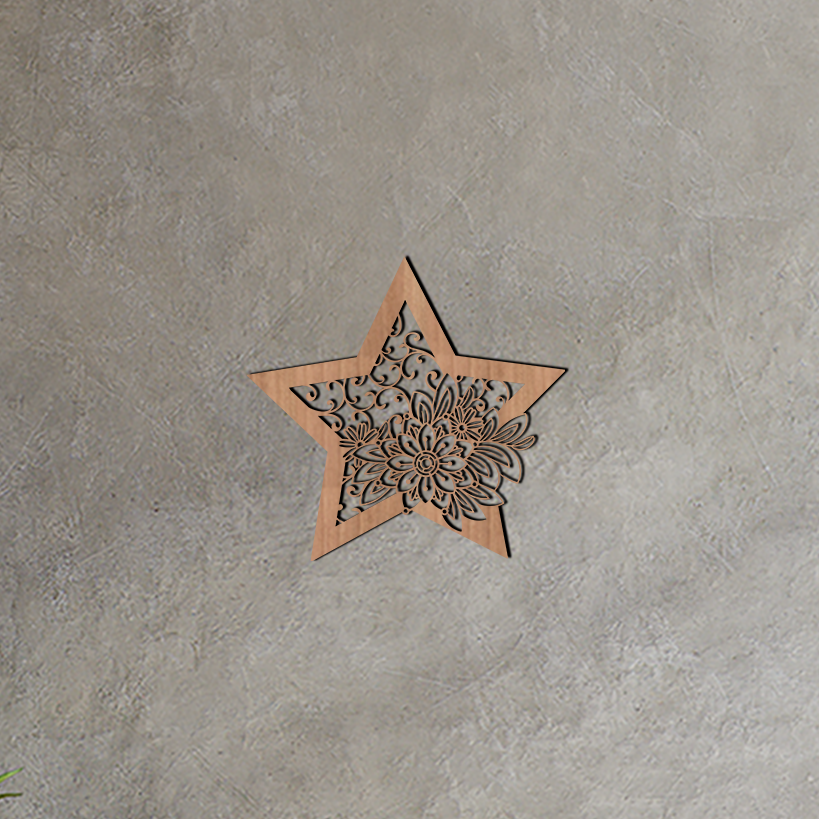 Star With Flowers Wall Art - Slate & Rose