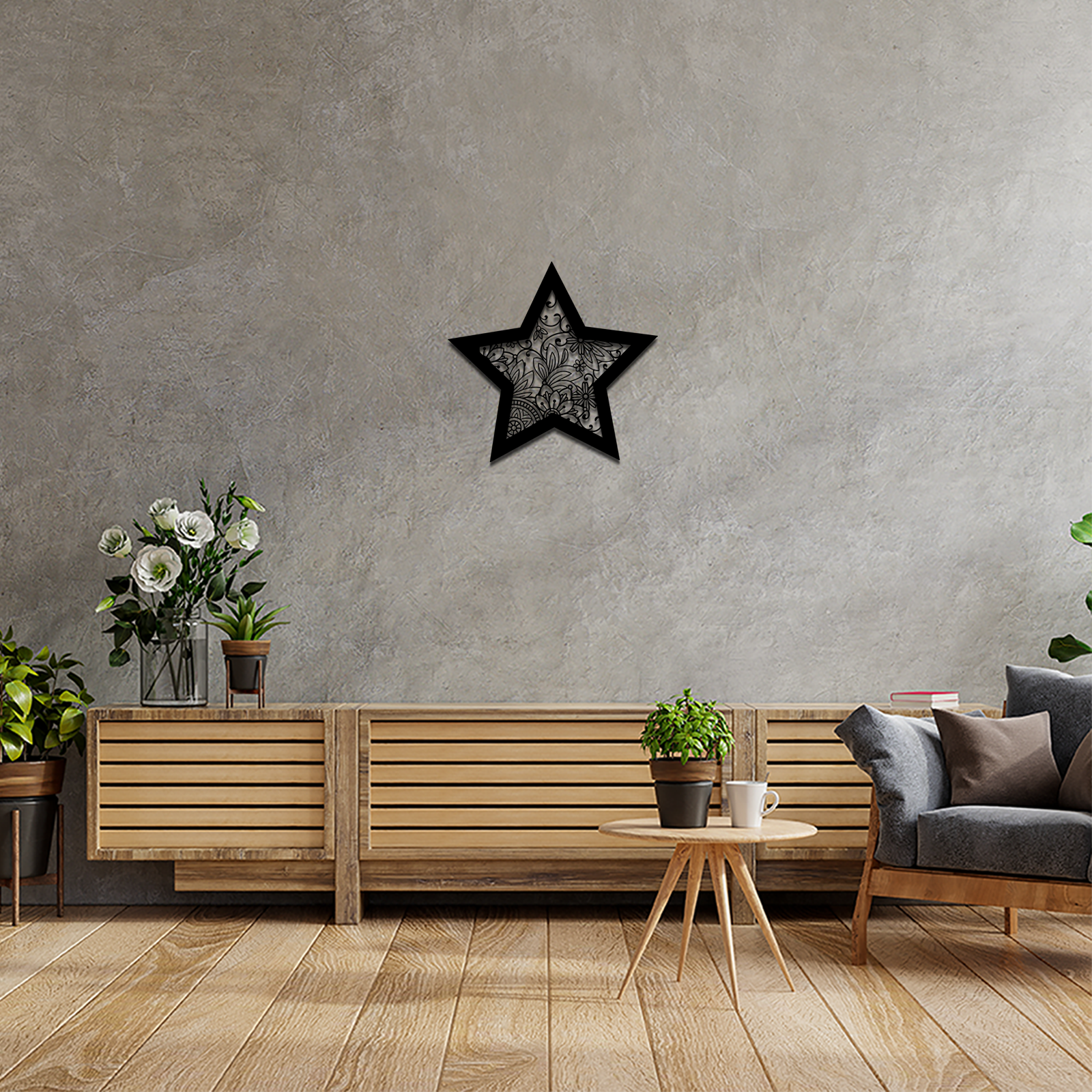 Star With Leaves Wall Art - Slate & Rose