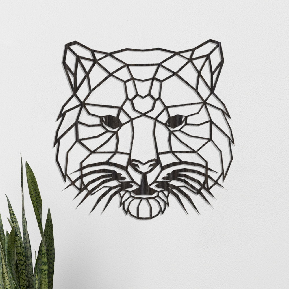 Geometric Tiger Head Wall Art - Slate & Rose