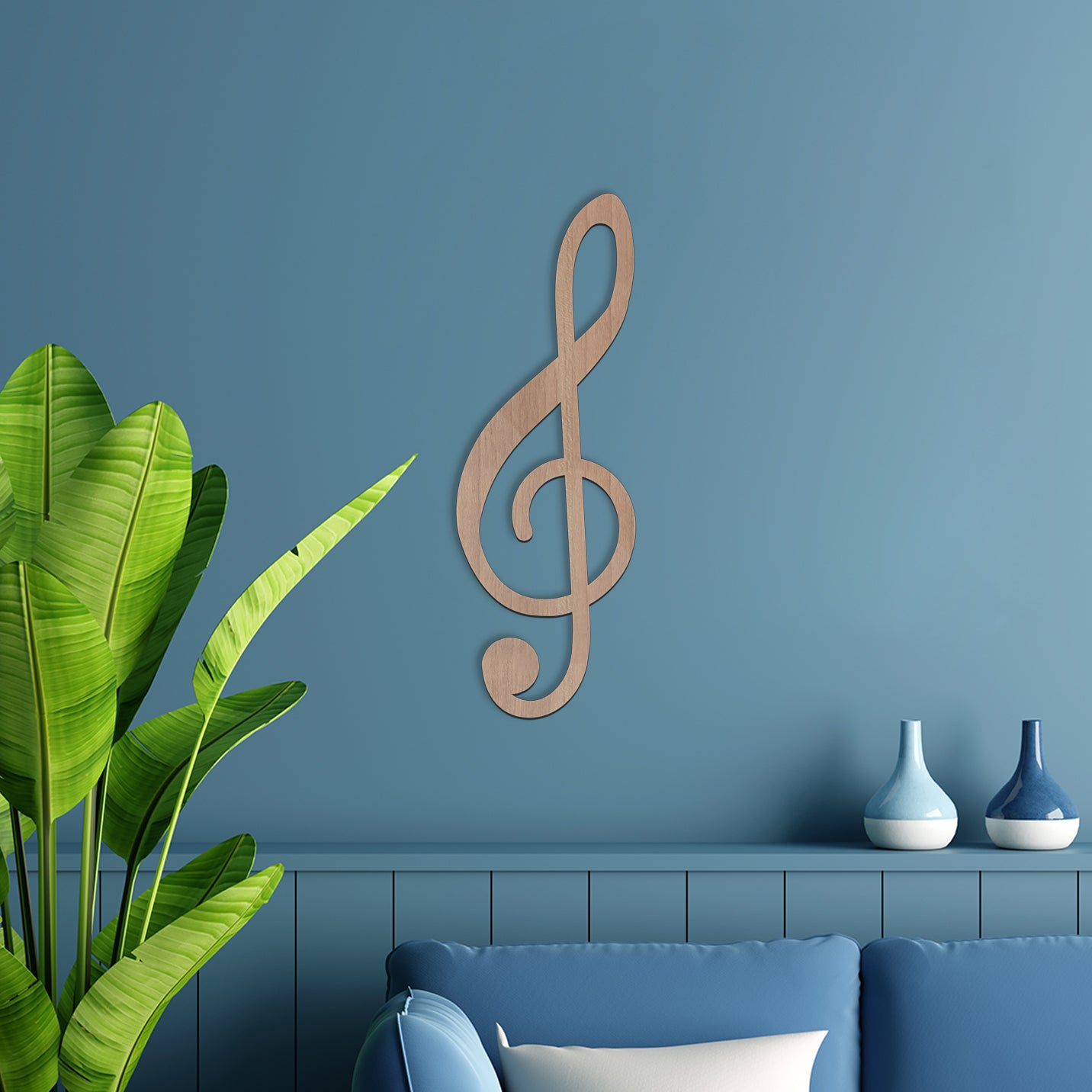 Music Note Wall Art - Treble Clef - Slate & Rose