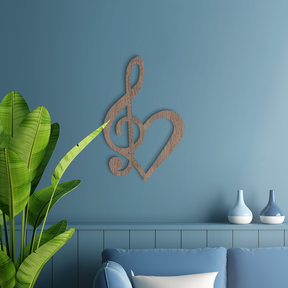 Music Note Wall Art - Treble Clef Heart Note - Slate & Rose