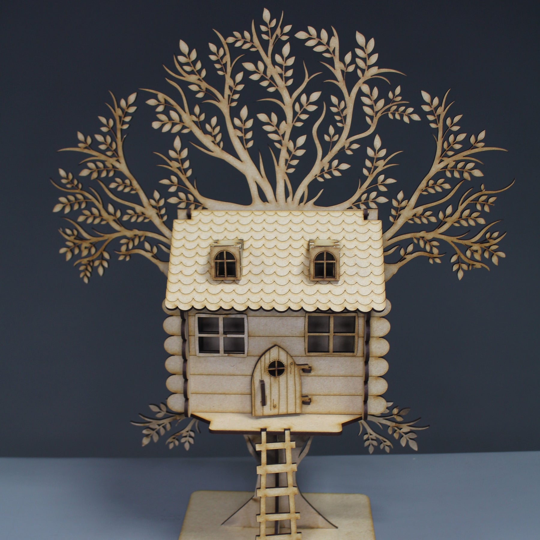Mini Tree House Engraved DIY Craft Kit - Slate & Rose