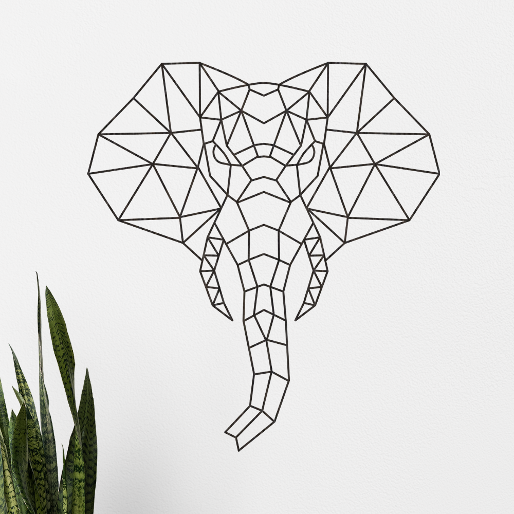 Geometric Elephant Wall Decor - Slate & Rose