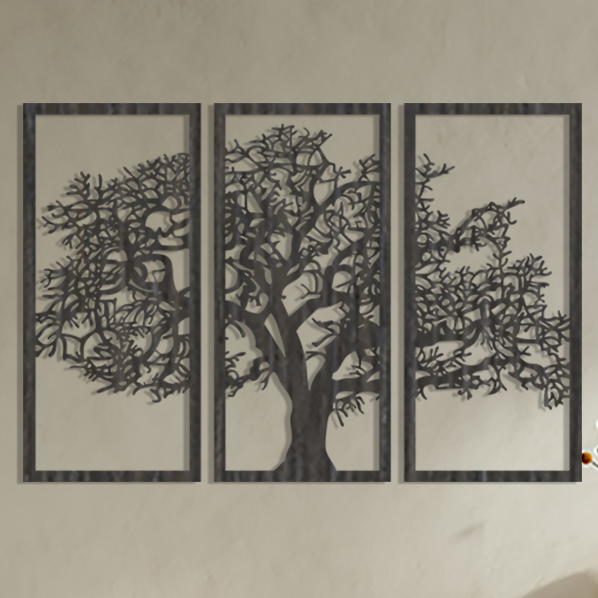 Decorative Wall Panels - Tree - Slate & Rose
