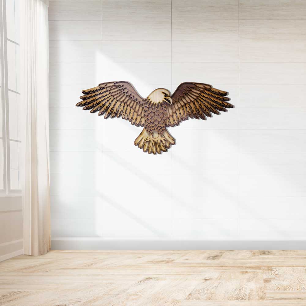 3D Wooden Eagle Wall Art - Slate & Rose