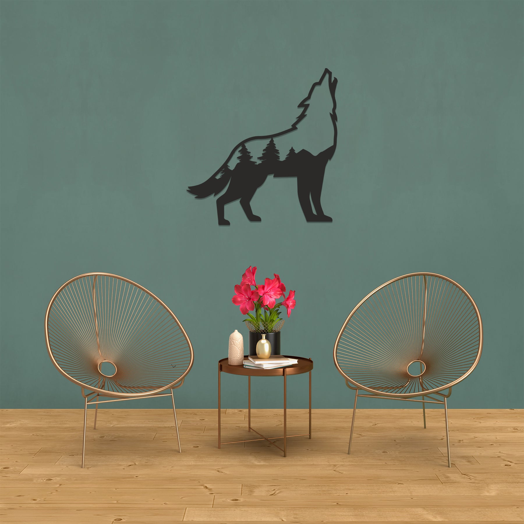 Wolf Wall Art - Slate & Rose