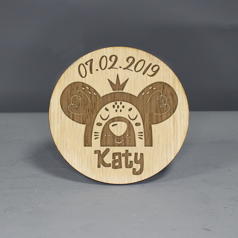 Personalised Mouse Plaque - Date Of Birth & Name - Slate & Rose
