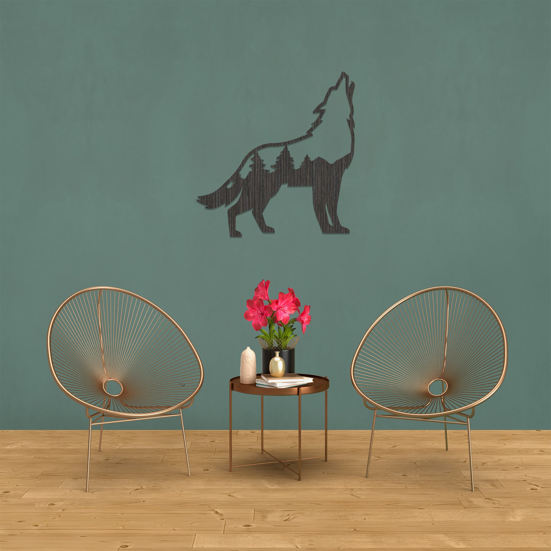 Wolf Wall Art - Slate & Rose